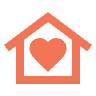 Family Home with heart Icon | Apricot